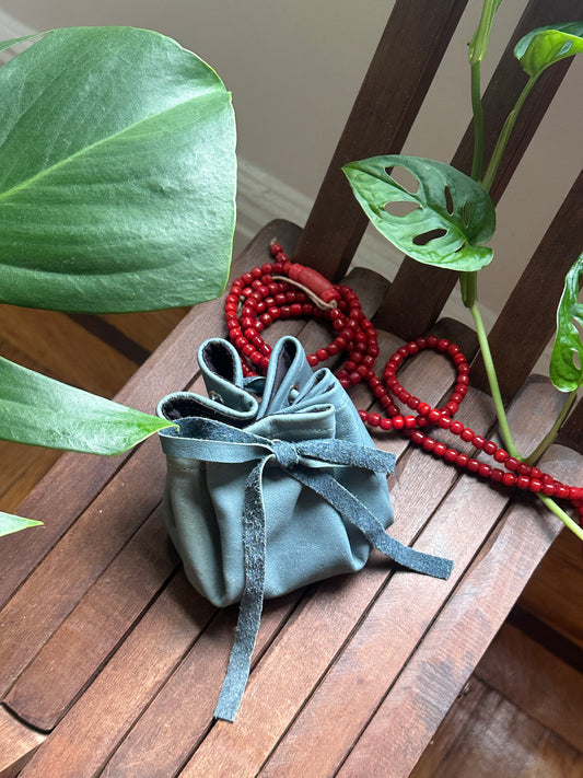 lamb skin drawstring pouch