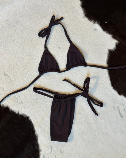 caju swim string bikini - cacao